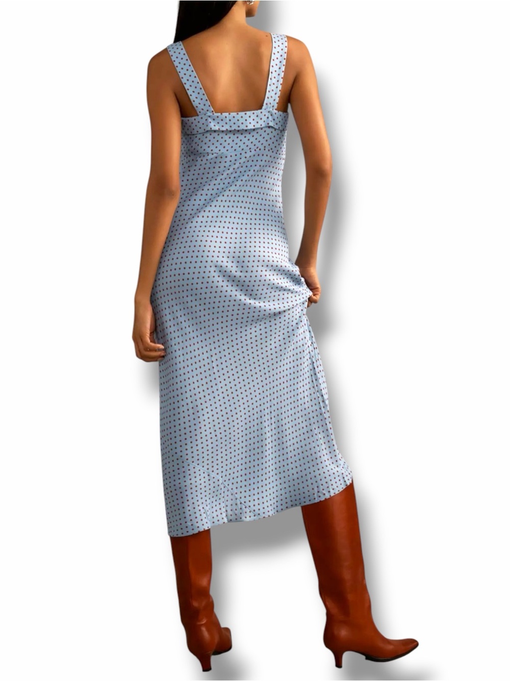 Reformation Tancy Dress in Summertime Dot Size 6 Blue Red - Picture 11 of 15